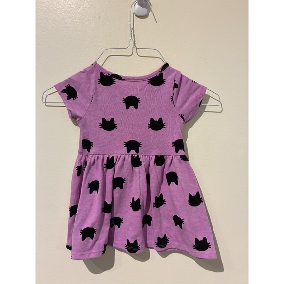 NWOT Cat & Jack Short-Sleeve Purple Black Cat Dress - 18M - Picture 2 of 3